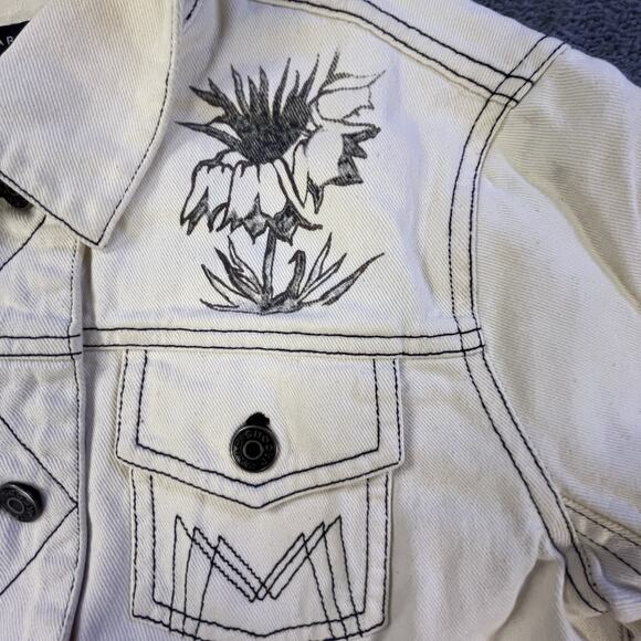Marc Jacobs Denim Jacket Medium 2002 Archive Graphic Sketch Off White Y2K Jean - Picture 4 of 16